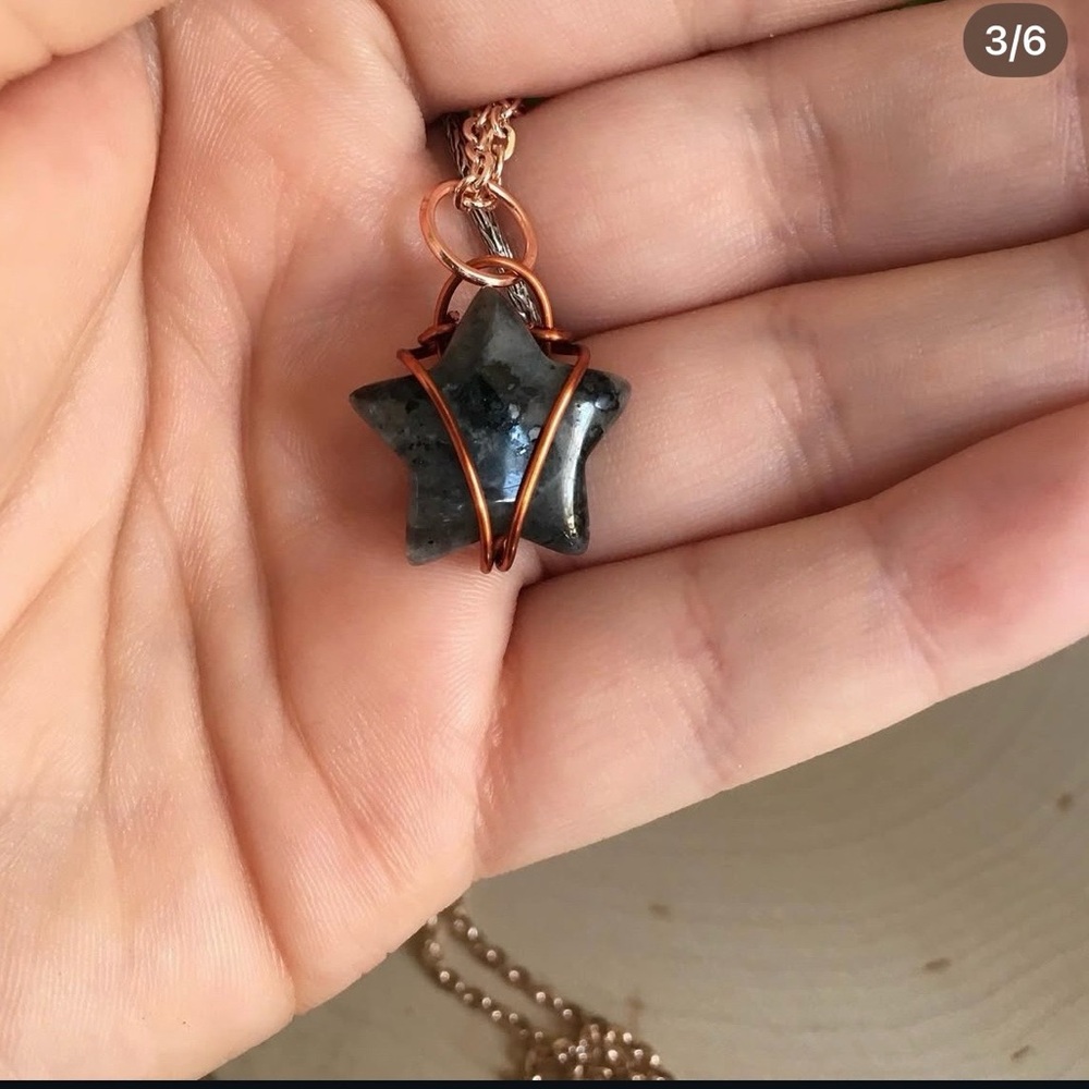 Handmade Black wire wrapped star necklace